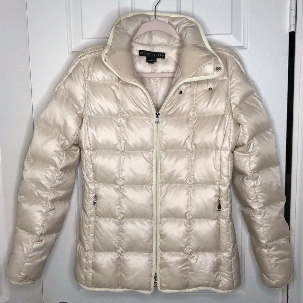 RALPH LAUREN BLACK LABEL goose down cream puffer jacket medium